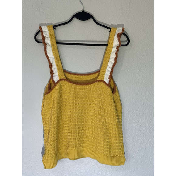 Madewell Ruffle-Strap Knit Sweater Mustard Yellow Boho Tank Size Large - Picture 3 of 7
